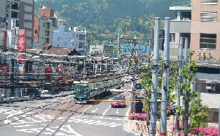 京阪電車京津線、浜大津駅近く